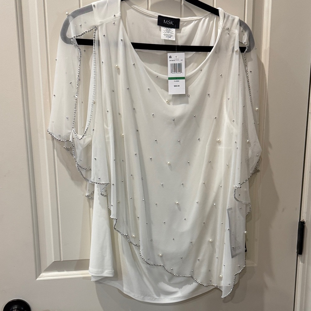 MSK Ivory Embellished Women's Blouse